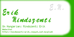 erik mindszenti business card